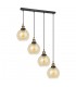 Industrial And Retro Hanging Pendant Black, Gold 4 Light  with Amber Shade, E27 Dimmable - 1