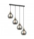 Industrial And Retro Hanging Pendant Black, Gold 4 Light  with Smoky Shade, E27 Dimmable - 1