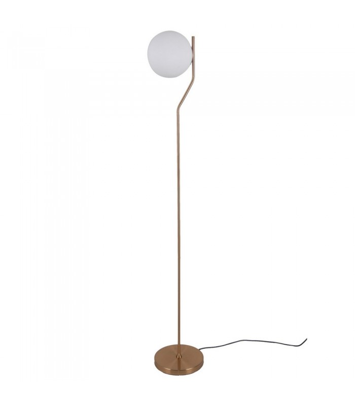Modern Floor Lamp Honey Brass 1 Light  with White Shade, E27 - 1