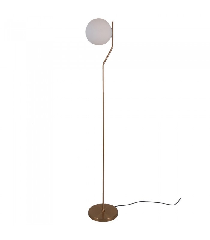 Modern Floor Lamp Honey Brass 1 Light  with White Shade, E27 - 2