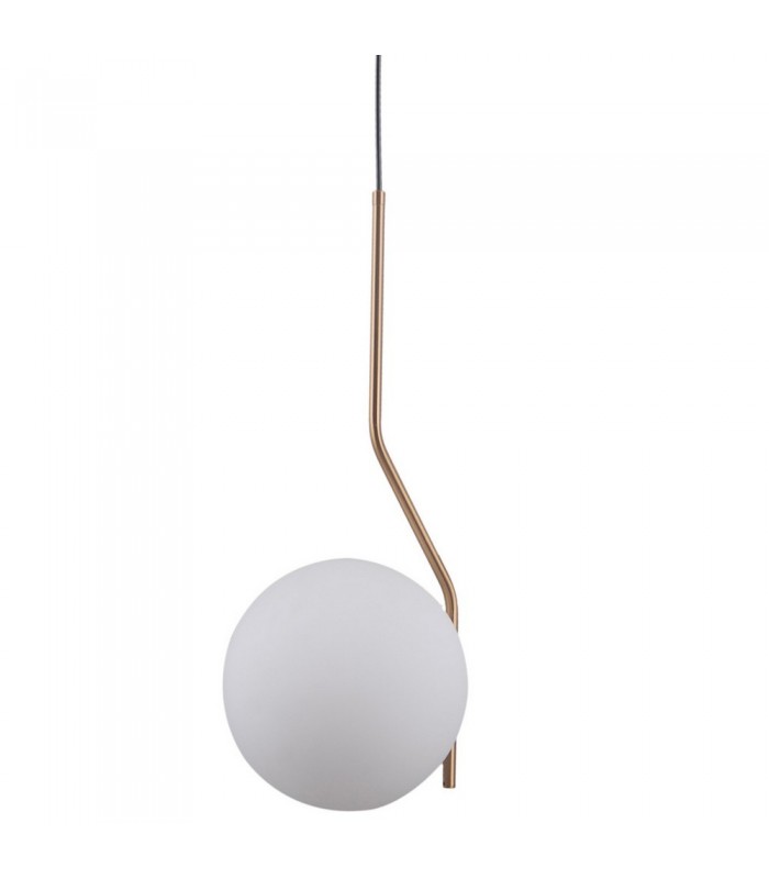 Modern Hanging Pendant Honey Brass 1 Light  with White Shade, E27 - 1