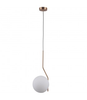 Modern Hanging Pendant Honey Brass 1 Light  with White Shade, E27 - 2