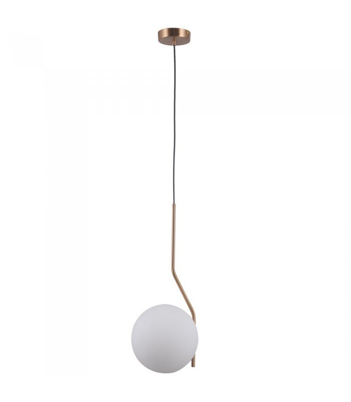 Modern Hanging Pendant Honey Brass 1 Light  with White Shade, E27 - 2