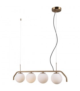 Modern Hanging Pendant Honey Brass 4 Light  with White Shade, G9 - 2