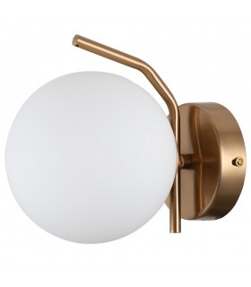 Modern Wall Lamp Honey Brass 1 Light  with White Shade, G9 - 1