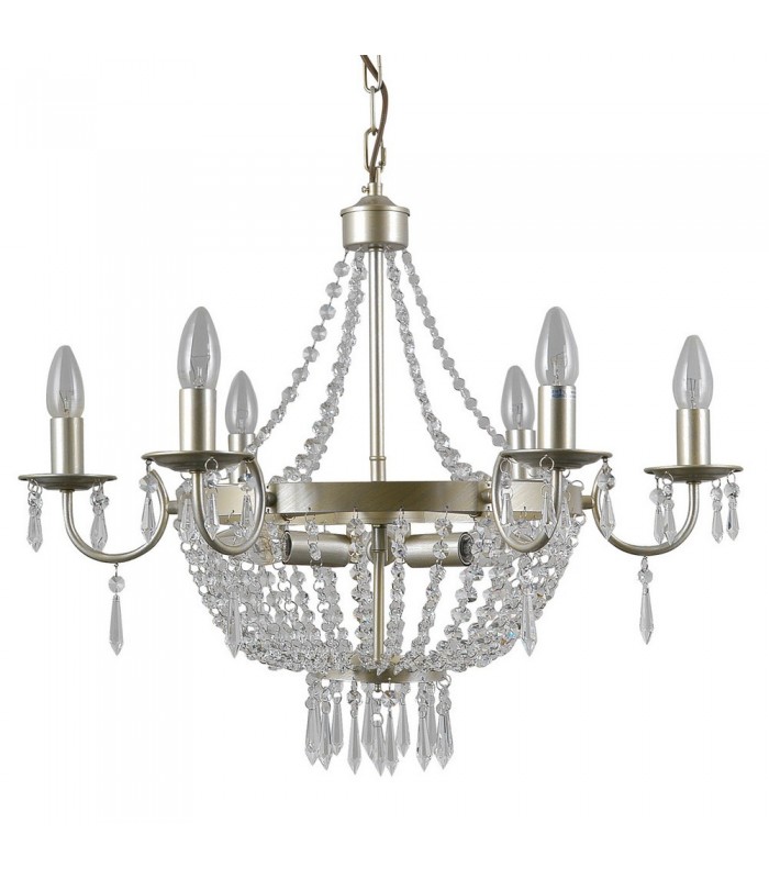 Hanging Pendant Champagne 9 Light  with Crystal Glass Shade, E14 - 1