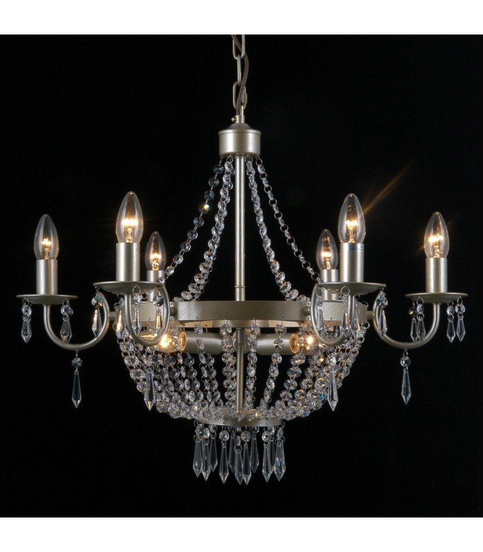 Hanging Pendant Champagne 9 Light  with Crystal Glass Shade, E14 - 3