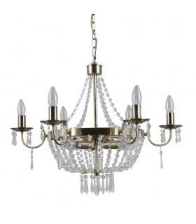 Hanging Pendant Antique Bronze 9 Light  with Crystal Glass Shade, E14 - 1