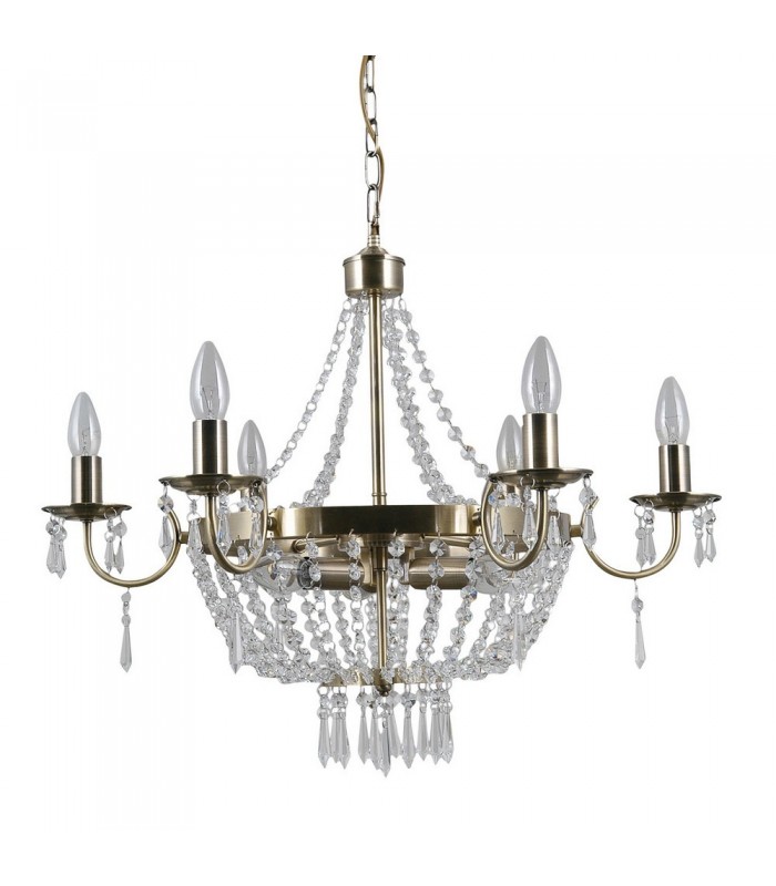 Hanging Pendant Antique Bronze 9 Light  with Crystal Glass Shade, E14 - 1