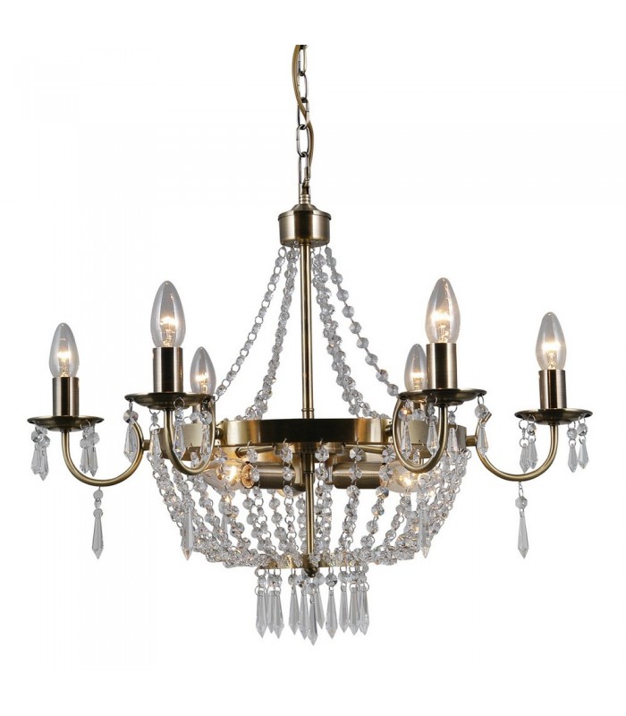 Hanging Pendant Antique Bronze 9 Light  with Crystal Glass Shade, E14 - 2
