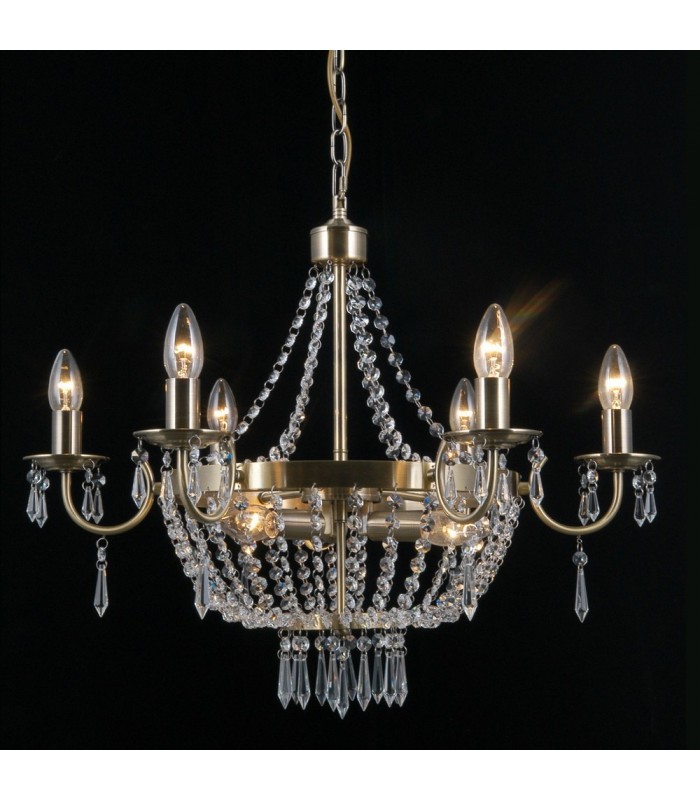 Hanging Pendant Antique Bronze 9 Light  with Crystal Glass Shade, E14 - 3