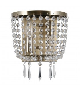 Wall Lamp Antique Bronze 2 Light  with Crystal Glass Shade, E14 - 1
