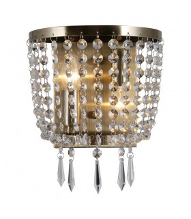 Wall Lamp Antique Bronze 2 Light  with Crystal Glass Shade, E14 - 2
