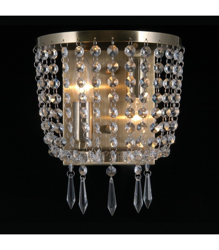 Wall Lamp Antique Bronze 2 Light  with Crystal Glass Shade, E14 - 3