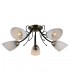 Stylized Flush Ceiling Light Black, Antique Bronze 5 Light  with White Shade, E27 - 2