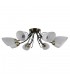 Stylized Flush Ceiling Light Black, Antique Bronze 8 Light  with White Shade, E27 - 1