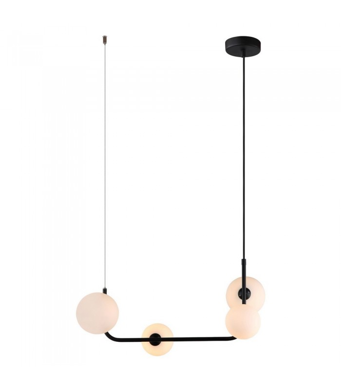 Modern Hanging Pendant Black 4 Light  with White Shade, G9 Dimmable - 1