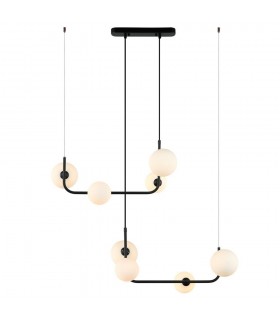 Modern Hanging Pendant Black 8 Light  with White Shade, G9 Dimmable - 1