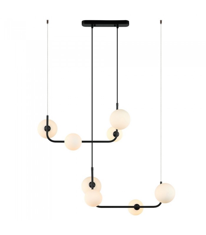 Modern Hanging Pendant Black 8 Light  with White Shade, G9 Dimmable - 1