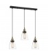 Industrial And Retro Hanging Pendant Black, Gold 3 Light  with Clear Shade, E27 Dimmable - 1