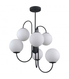 Industrial And Retro Hanging Pendant Black 6 Light  with White Shade, G9 - 2
