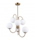 Industrial And Retro Hanging Pendant Honey Brass 6 Light  with White Shade, G9 - 1
