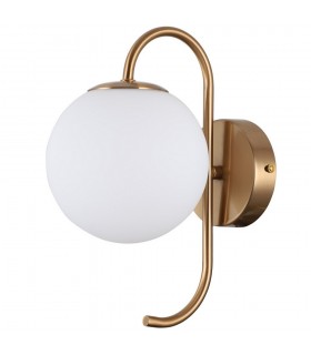 Industrial And Retro Wall Lamp Honey Brass 1 Light  with White Shade, G9 - 1