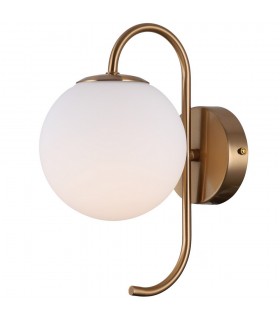 Industrial And Retro Wall Lamp Honey Brass 1 Light  with White Shade, G9 - 2