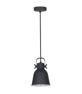 Scandinavian Hanging Pendant White, Black 1 Light  with Black, White Shade, E27 - 2