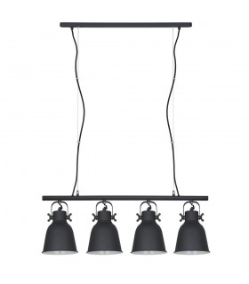 Scandinavian Hanging Pendant White, Black 4 Light  with Black, White Shade, E27 - 1