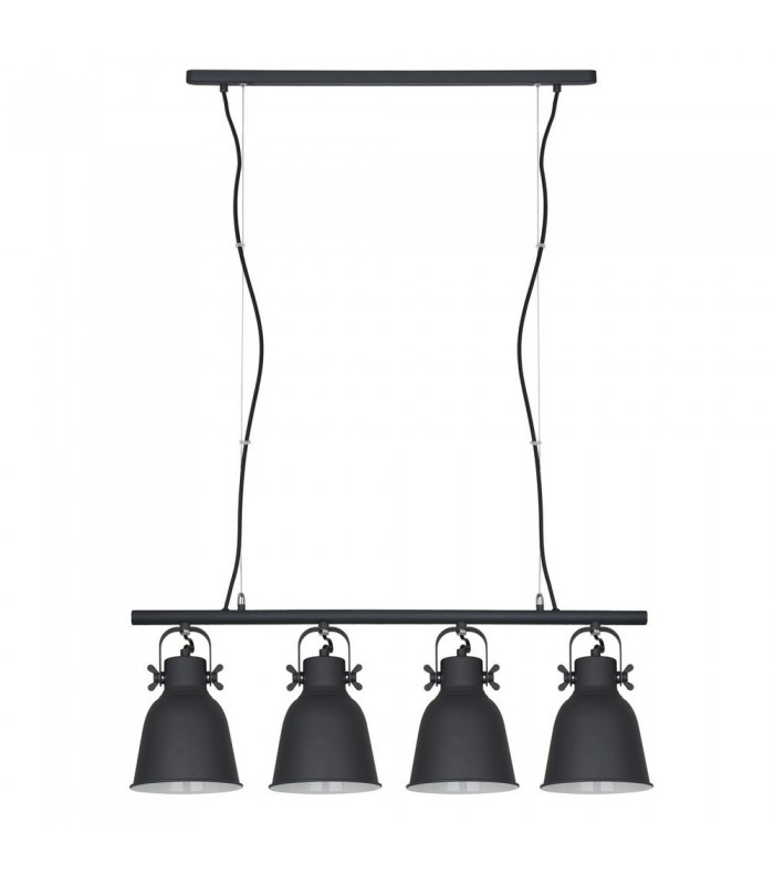 Scandinavian Hanging Pendant White, Black 4 Light  with Black, White Shade, E27 - 1