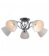 Stylized Flush Ceiling Light Chrome, White 5 Light  with White Shade, E27 - 2