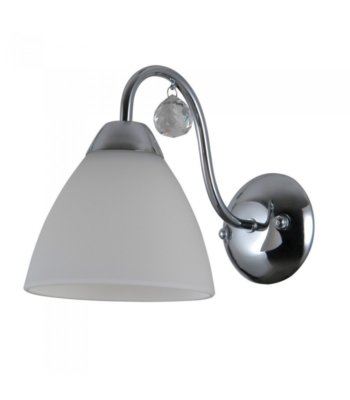Stylized Wall Lamp Chrome, White 1 Light  with White Shade, E27 - 1