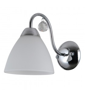 Stylized Wall Lamp Chrome, White 1 Light  with White Shade, E27 - 2