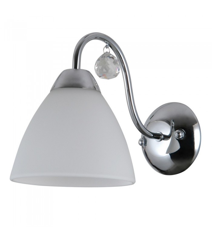 Stylized Wall Lamp Chrome, White 1 Light  with White Shade, E27 - 2