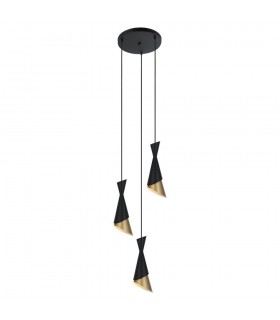 Modern Hanging Pendant Black, Gold 3 Light , E27 - 1