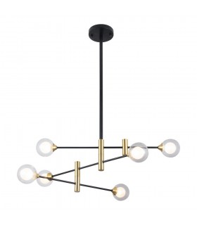 Modern Hanging Pendant Black, Brass 6 Light  with Clear Shade, G9 - 1