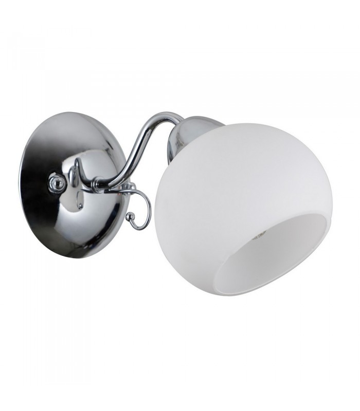 Stylized Wall Lamp Chrome, White 1 Light  with White Shade, E27 - 1