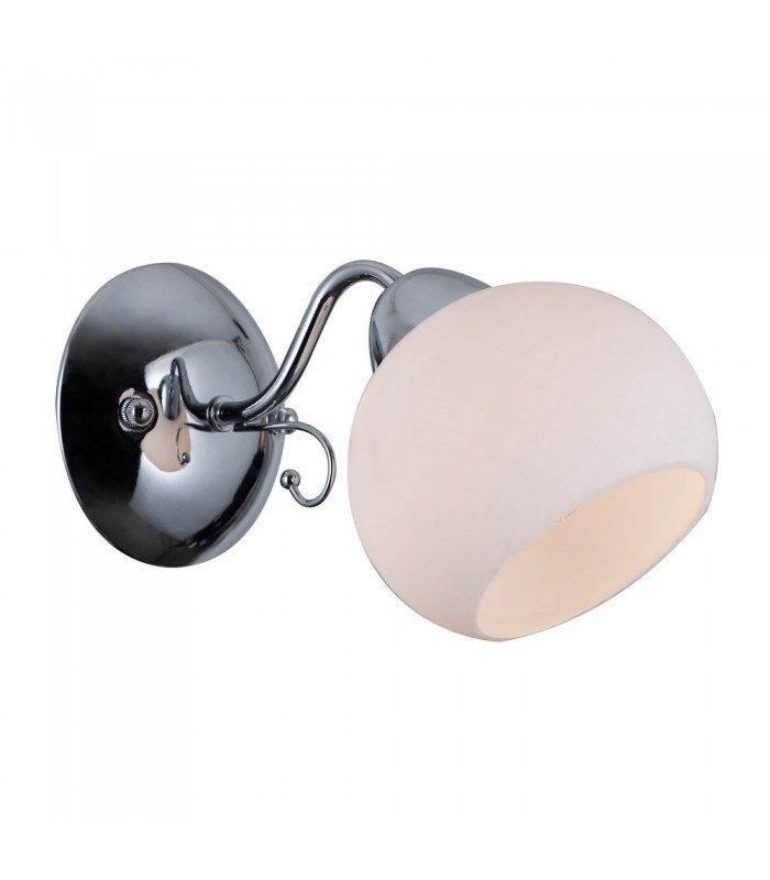Stylized Wall Lamp Chrome, White 1 Light  with White Shade, E27 - 2