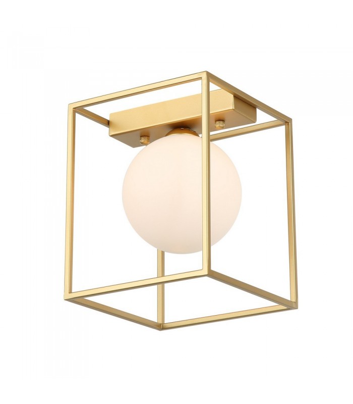 Modern Flush Ceiling Light Golden 1 Light  with White Shade, G9 - 1