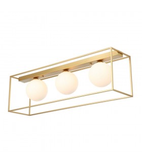 Modern Flush Ceiling Light Golden 3 Light  with White Shade, G9 - 1