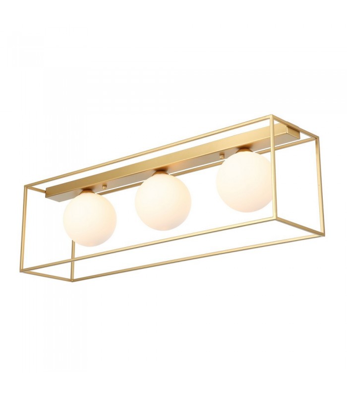 Modern Flush Ceiling Light Golden 3 Light  with White Shade, G9 - 1
