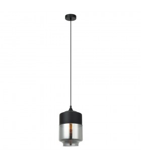 Modern Hanging Pendant Black 1 Light  with Black, Smoky Shade, E27 Dimmable - 2