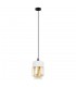 Modern Hanging Pendant Black 1 Light  with White, Amber Shade, E27 Dimmable - 2