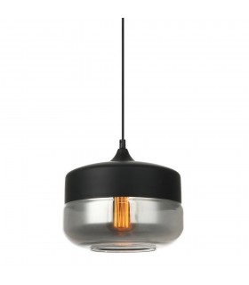 Modern Hanging Pendant Black 1 Light  with Black, Smoky Shade, E27 Dimmable - 1