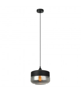 Modern Hanging Pendant Black 1 Light  with Black, Smoky Shade, E27 Dimmable - 2