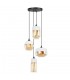 Modern Hanging Pendant Black 4 Light  with White, Amber Shade, E27 Dimmable - 1
