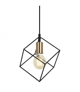 Modern Hanging Pendant Black, Gold 1 Light  with Black Shade, E27 Dimmable - 1