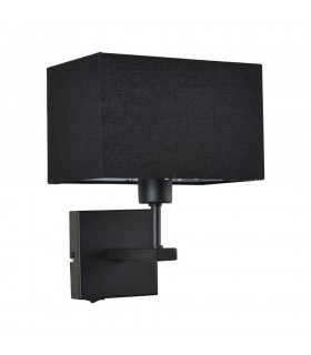 Modern Bedside Lamp Black Matt 1 Light  with Black, Rectangular Shade, E27 - 1