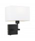 Modern Bedside Lamp Black Matt 1 Light  with White, Rectangular Shade, E27 - 1